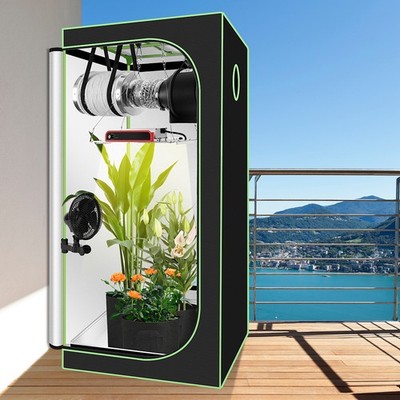 Growbox Inline LED Komplettset Premium-Set Gewächshaus Abluft 100~240W Lampe