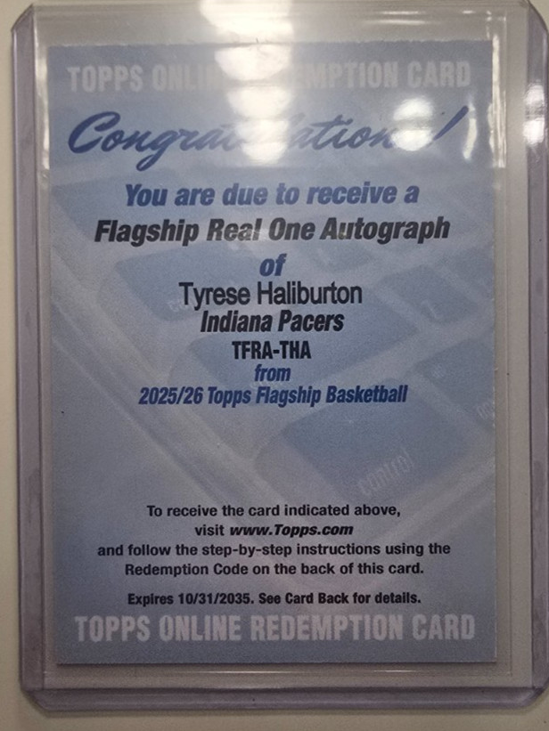 2025-26 Topps Flagship Basketball Tyrese Haliburton Real One Auto Redemption SP