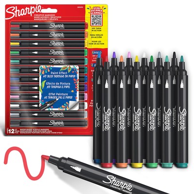 Sharpie Creative Marker Acrylic Paint Pens, Water-Based Paint Markers, No-Bleed 