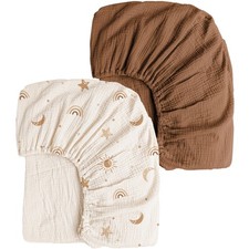 Muslin Crib Sheets for Girl Boy, 2 PCS Soft and Breathable Cotton Baby Sheets...