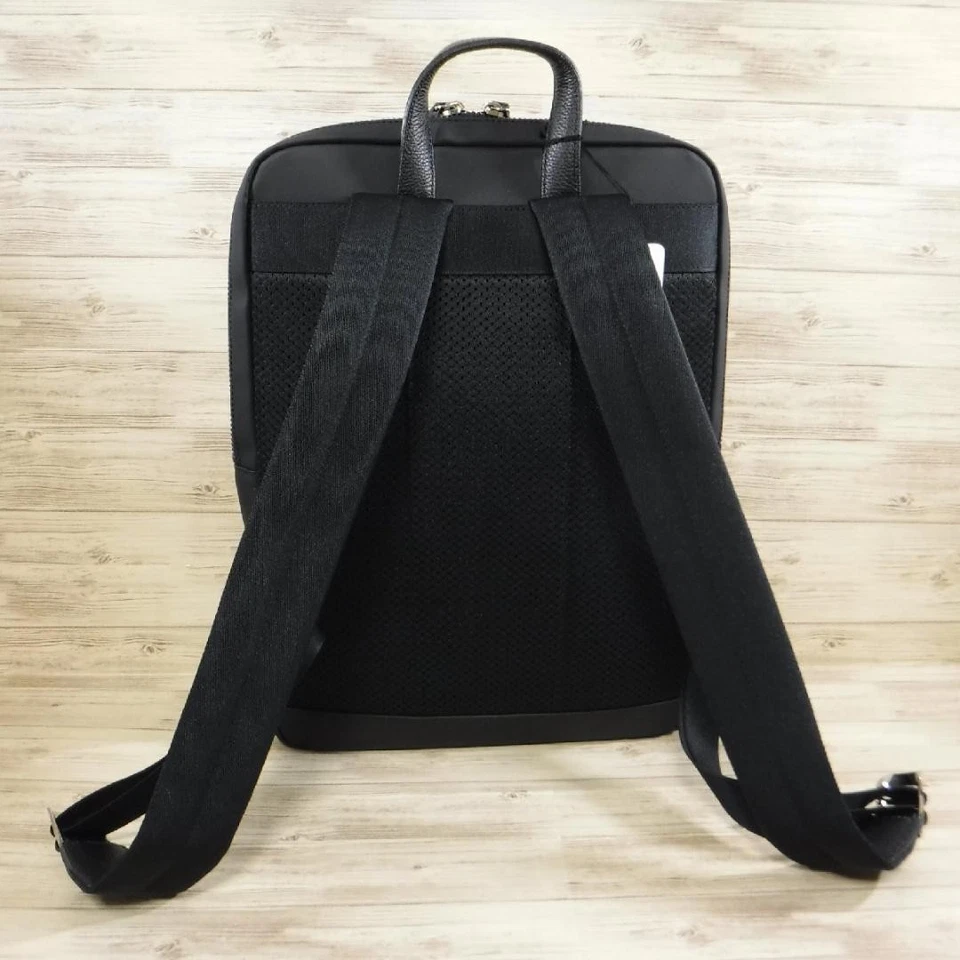 Mochila LANVIN Collection bolsa de negócios logotipo zíper cor couro preto tamanho A4 - Imagem 2 de 4