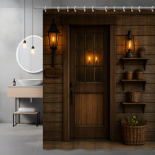 Chic Black Shower Curtain for Modern Farmhouse Decor, Waterproof Fabric