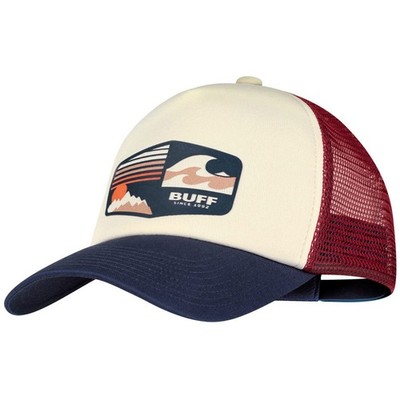 Buff Trucker Cap Herren Klassiker-Kappe Creme/Blau/Rot (Jari Multi)