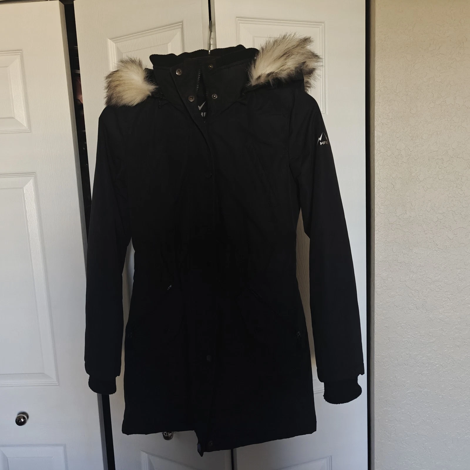 HFX Women's Parka Ski Jacket Winter Coat Black Sz XS/S Detachable Hood