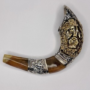 Yemenite Kudu Horn Shofar Lion of Judah S.C. 925 Sterling Signed