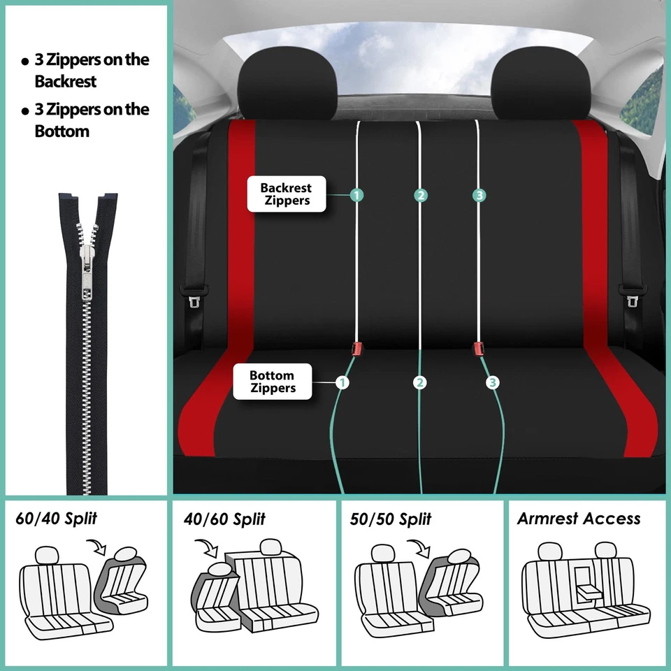 Fundas de asiento de auto de tela de 8 plazas de ajuste universal FH Group para camioneta SUV - 3 filas Foto 3 de 4