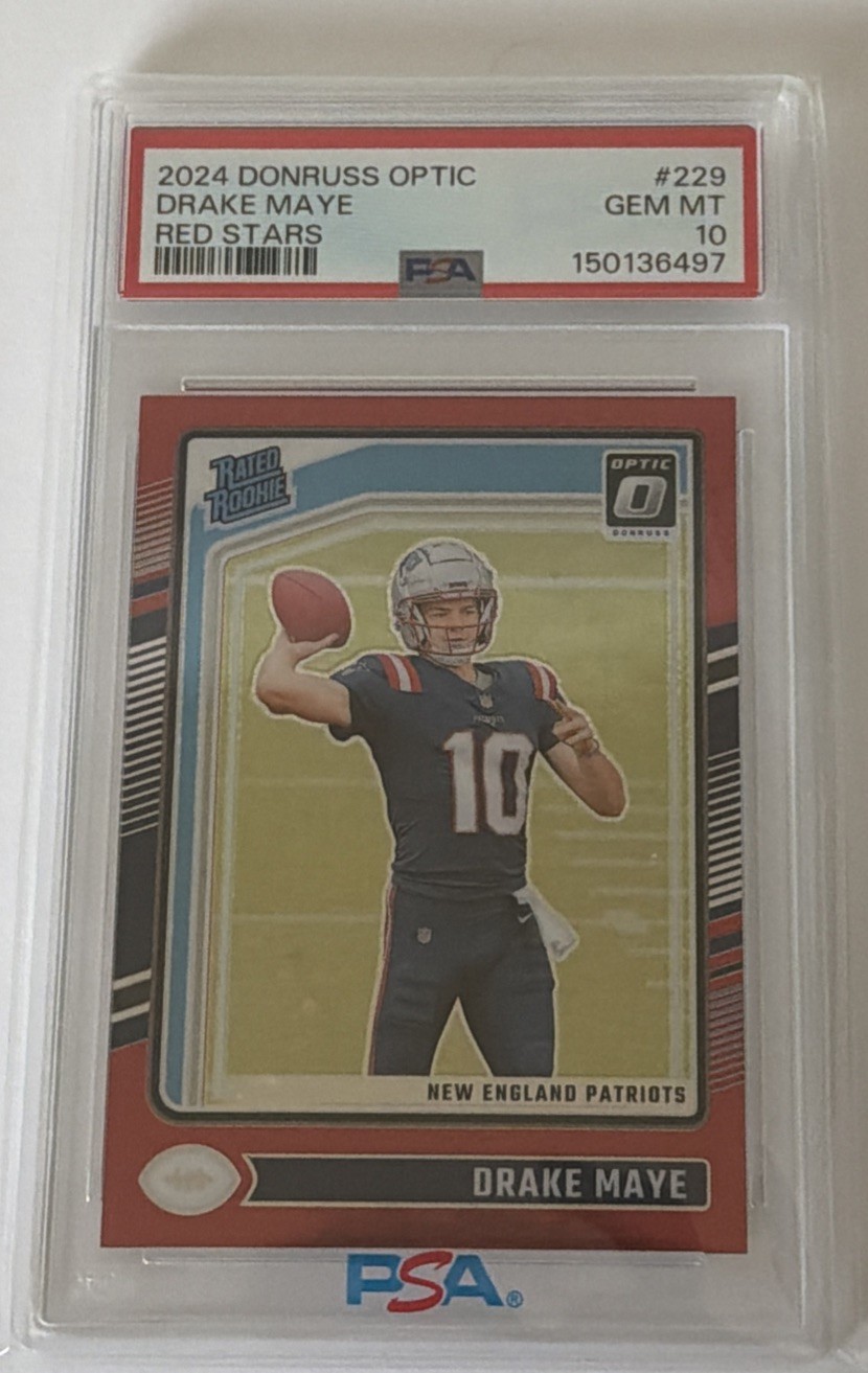 2024 Panini Donruss Optic Drake Maye #229 Red Stars Prizm (RC) PSA-10 Rare-Pop-8