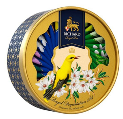 Degustation Set  Black Green Tea Assortment 32 tb RICHARD Yellow bird Gift Box