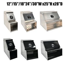 25"x28"x12"/15"/18"/24"/30" Aluminum Side Mount Truck Tool Box Saddle Step BK/SR