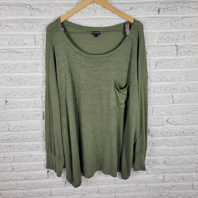 #ad Torrid Womens Top 5 5X Plus Tunic Long Sleeve Soft Green Casual Pocket Comfy $22.49