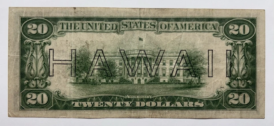 1934 A $20 Hawaii Over Print WW2 Emergency Issued - Image 2 of 2