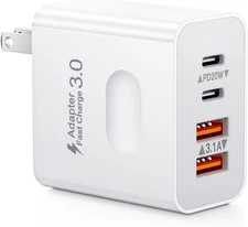 40W Charger Block 4-Port USB/C Dual Port Fast Charging Wall Charger