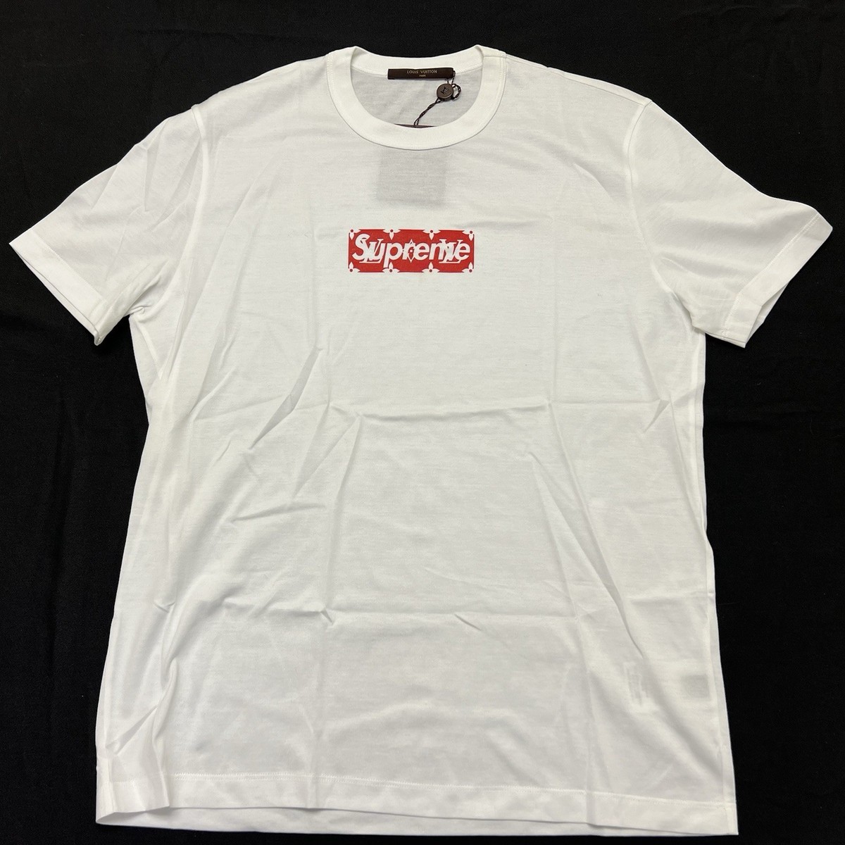 SUPREME X LOUIS VUITTON BOX LOGO T-SHIRT TEE WHITE RED MONOGRAM M