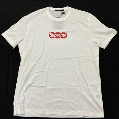 SUPREME X LOUIS VUITTON BOX LOGO T-SHIRT TEE WHITE RED MONOGRAM M