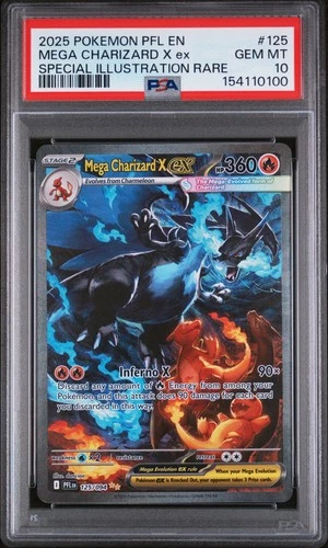 2025 POKEMON PFL SPECIAL ILLUSTRATION RARE #125 MEGA CHARIZARD X EX PSA 10