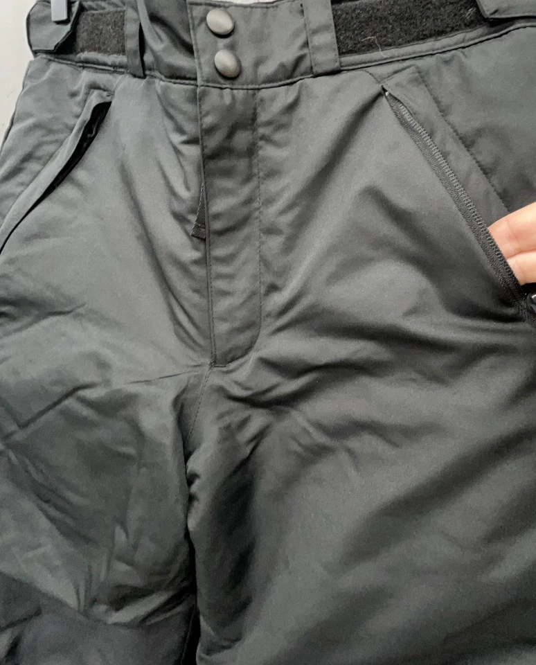 Youth Kids Snow Pants L 12/14 Black Zip Pockets Outdoor Snow Play School Travel - Image 3 of 4