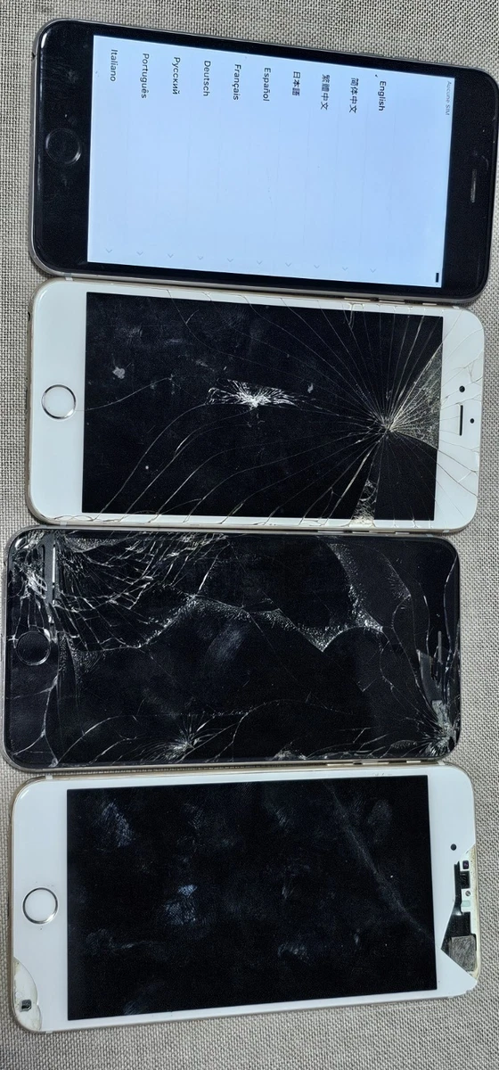 Lot De 4 IPhone 6 Plus HS Pour Pièces - ICloud Bloqué, écran Cassé, 16Go, Désimlocké
