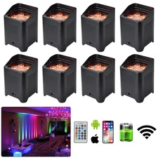 8pcs Black 6x18w RGBWAUV Uplight LED Battery Wireless Par Light for Wedding Show