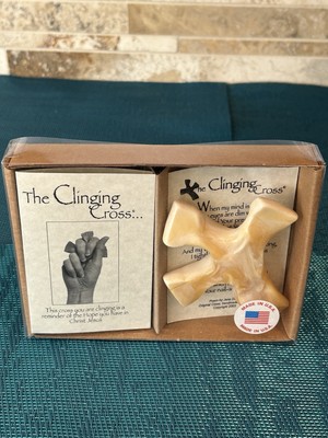 Vintage 2003 CLINGING CROSS by Not So Plain Jane Pink Rose Resin USA Made
