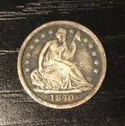 1840 Seated Liberty Silver Half Dime Arrows No Drapery. XF. Hair Curls! C197