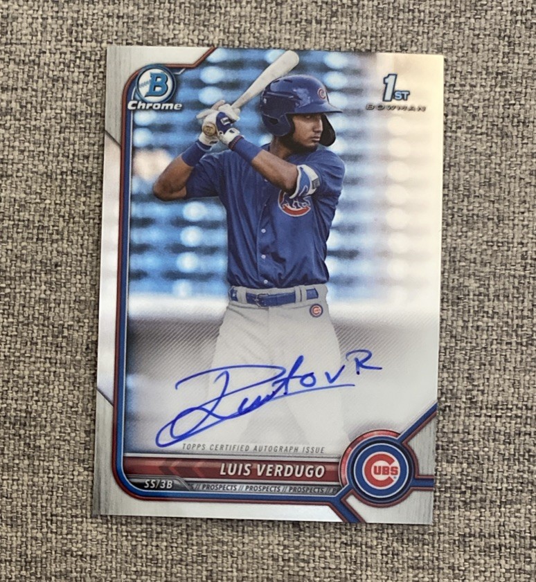 2022 Bowman Chrome Prospect Auto Luis Verdugo #CPA-LV Auto Chicago Cubs