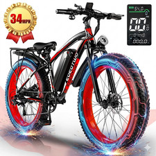 Electric Bike for Adults 1500W 34MPH 60Miles 26"Fat Tire Cruiser Mountain E-bike