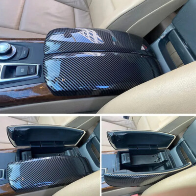 Carbon Fiber Style Console Center Armrest box Trim Pad Cover For BMW X5 E70 E71