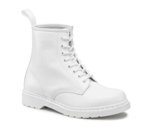 Dr Martens 14357 Mono Smooth Leather Combat Boots Women's US 9 White NEW $170 - Picture 3 of 12