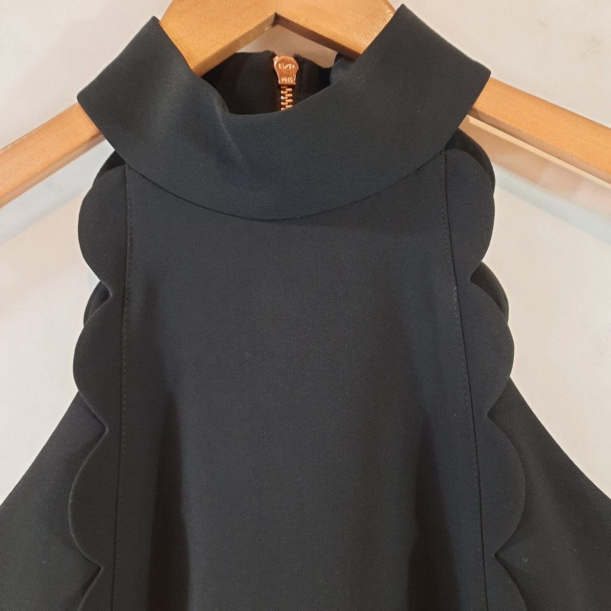 Ted Baker London Dress Sze US Black Torrii High Halter Neck A-Line  Scalloped