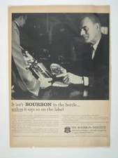 Vintage 1950s Bourbon Institute Advertisement Print Man at Bar Barware