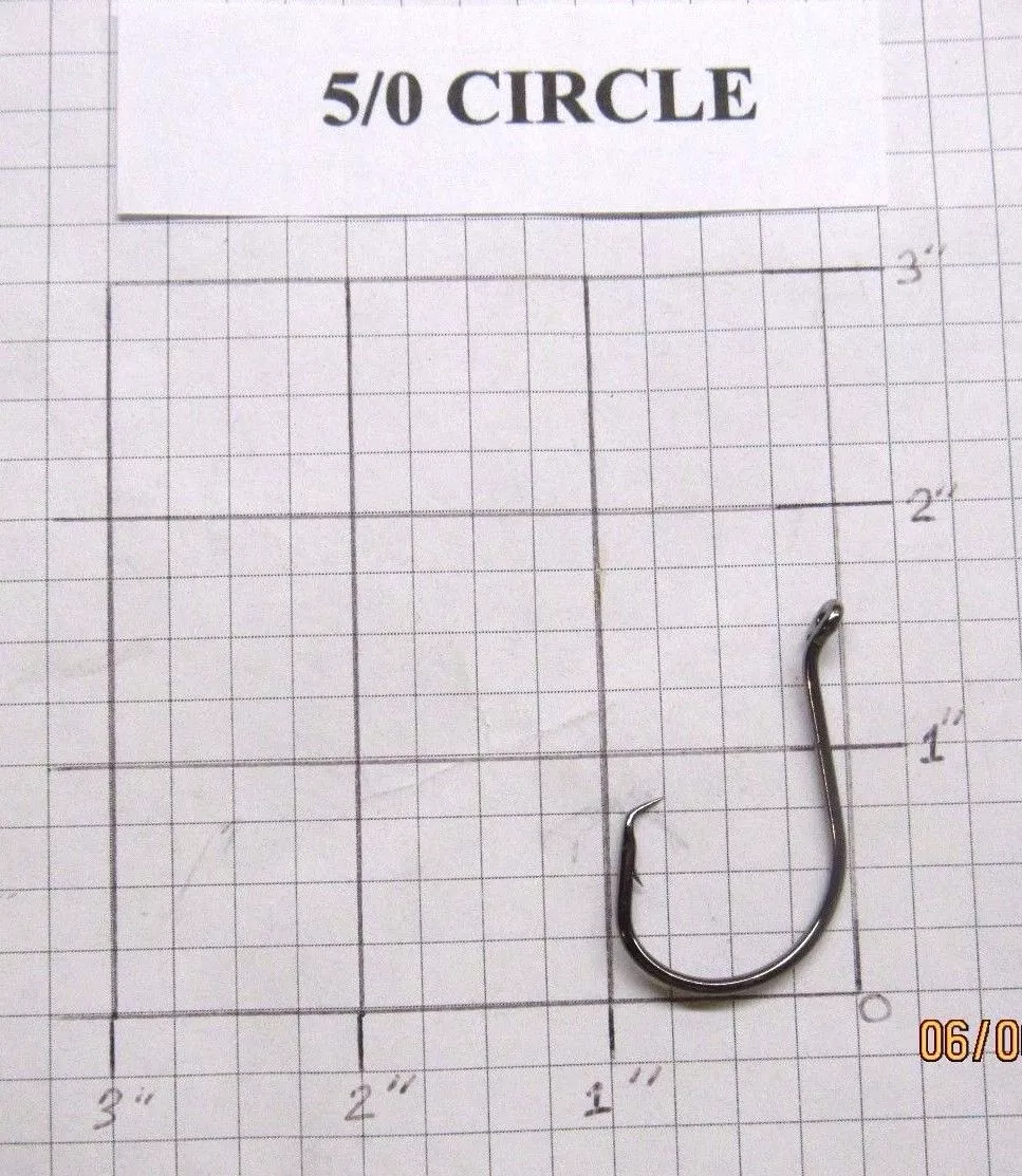 100 5/0 Circle Octopus Fishing Hooks black nickel wholesale / bulk