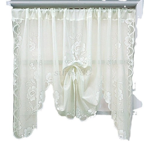 1 Panels Vintage Embroidered Floral Lace Sheer Swag Curtain Valance Tier Kitchen - Picture 37 of 38