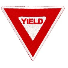 YIELD SIGN embroidered PATCH TRAFFIC STREET ROAD SIGN iron-on applique RED new