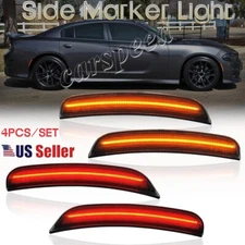 For 2015-2023 Dodge Charger Front Rear LED Side Marker Light Smoked Lens SET 4X