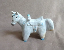 Zuni Zuni Rock Horse w Saddle Carving fetish by Freddie Leekya C4549