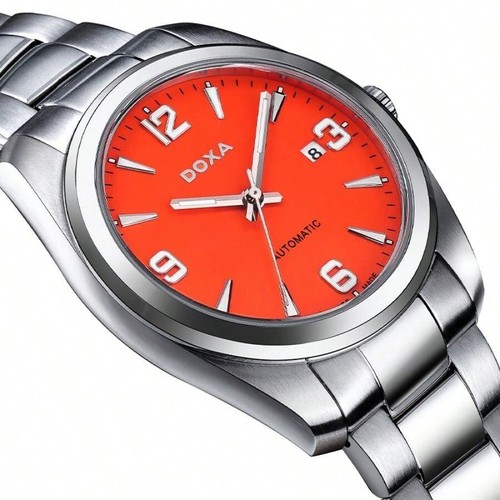 DOXA Men's Steel Band Automatic Mechanical Watch Luminous Dial Orange D205SOR - Picture 6 of 50