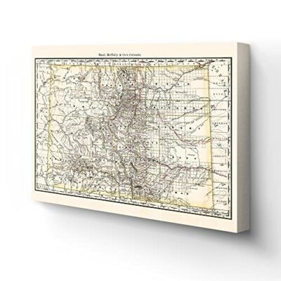 1879 Colorado Map - Canvas Wrap Vintage Colorado Map - Old Colorado Wall Art