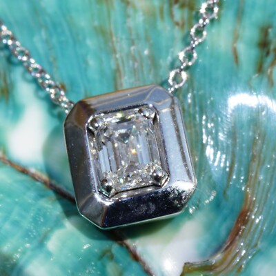 Diamant Emeraldcut Collier 0.30 ct GIA Gutachten 750er Weissgold River E VVS2