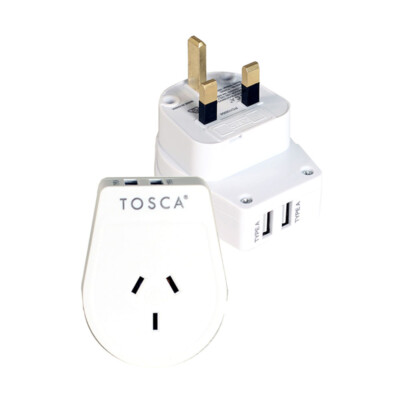 Tosca OB Travel Power Adapter Converter Plug w/ USB - UK/HK ...