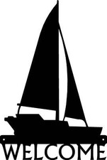 Sailboat #01 Welcome Sign - Made in USA - with Custom Name Option