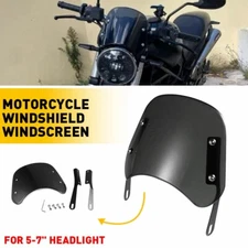 5-7" Motorcycle Black Universal Headlight Fairing Windshield Windscreen Shield K