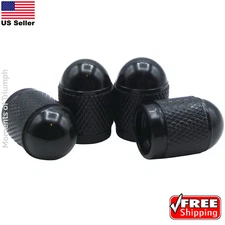 4X ALUMINUM BULLET STYLE TIRE/RIM VALVE/WHEEL AIR PORT COVER STEMS CAP BLACK