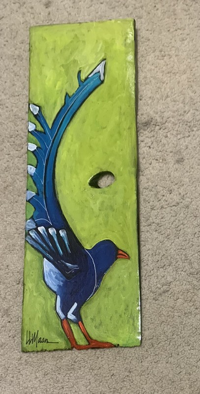 Lane Tree And Lily Bird Art Unframed On Shingle Board Painting. Artist LL Mason