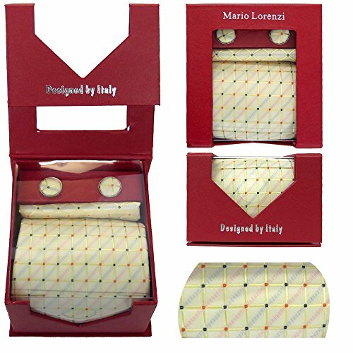 Mario Lorenzi Men's Tie with Matching Handkerchief / Pocket Square and Cufflinks - Picture 15 of 16