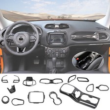 14x Carbon Fiber Steering wheel Gear Shift Cover Trims Set For Jeep Renegade 18+