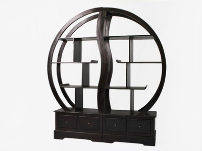 Bibliothèque Modulable En Teak Massif Avec 4 Tiroirs - Noir - 150x35x160 Cm - Occasion