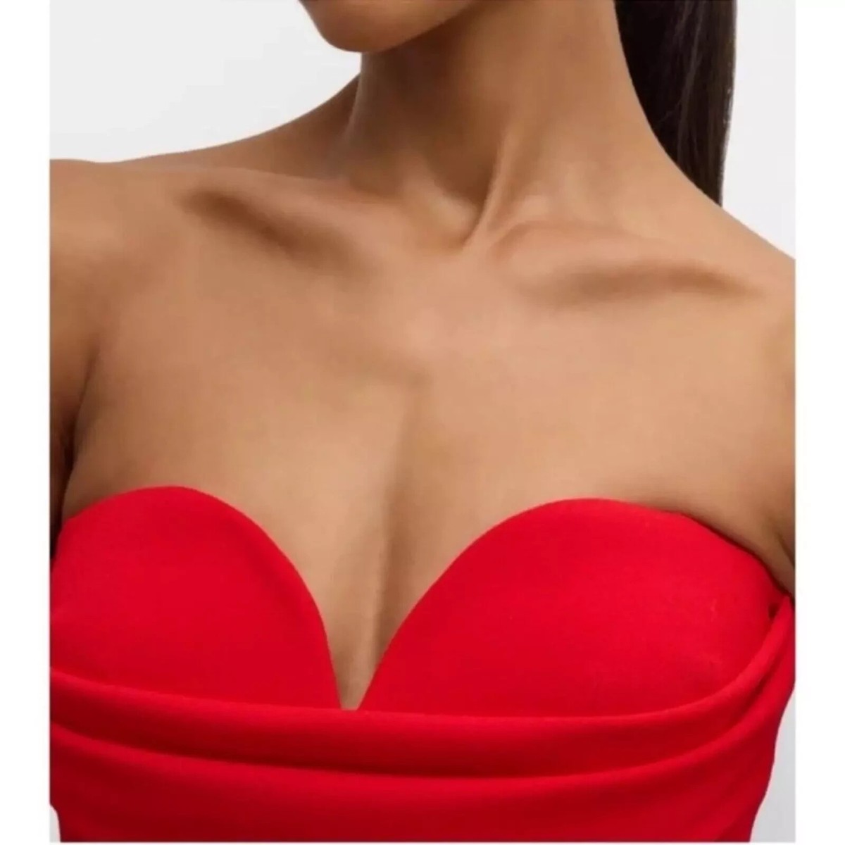 Alex Perry Red Darcy Draped Bustier Sweetheart Midi Dress