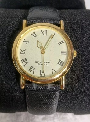 Vintage Roman Numerals Nightglow Quartz Lizard Grain Band Glow Dial
