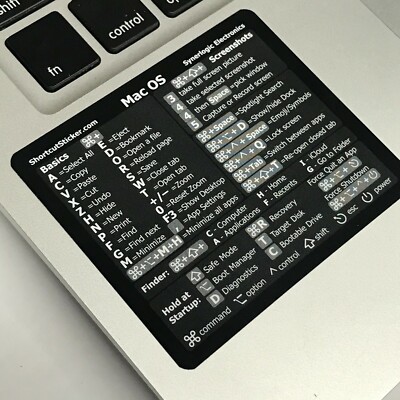 Synerlogic Mac Os Reference Keyboard Shortcut Guide Black Glossy Vinyl Sticker Ebay