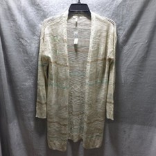 Maurices Striped Pointelle Duster Cardigan , Size Small Open Front Knit Sweater
